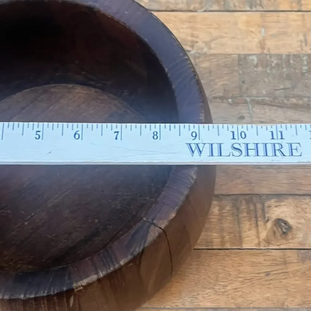 Staved Teak Wood Salad Serving Bowl 9 in Modern